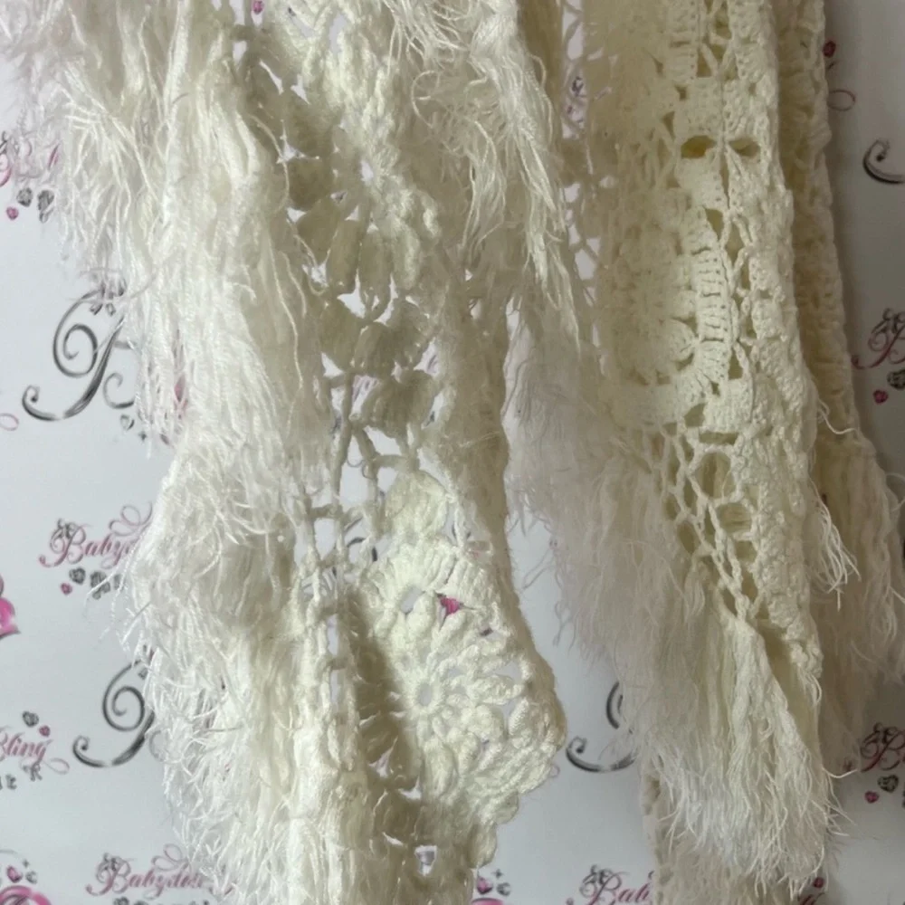 Scarf shawl knit fringe tassle Crochet Fringe Shawl